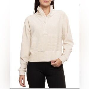 Prana Women's Escambia Half-Zip Pullover in Au Lait Heather. NWT-L